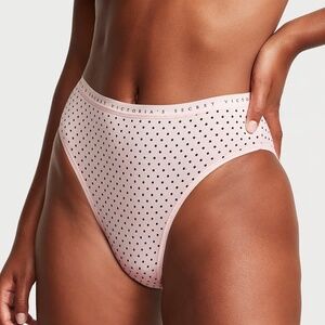 Victoria's Secret Stretch Cotton High-Leg Brief Panty Pink Polka Dot S NEW